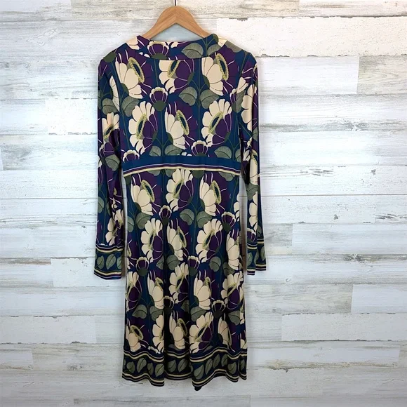 Trina Turk Silk Floral V Neck Empire Waist Dress Boho Chic Sz 12 Retro Boho - Picture 5 of 13